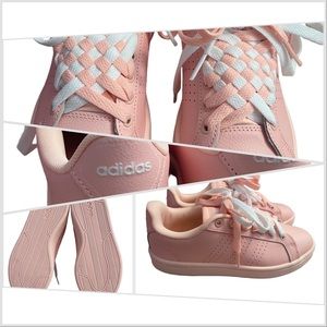 Women’s Adidas Neo All Pink Shoes with Basket Weave Laces US 5.5